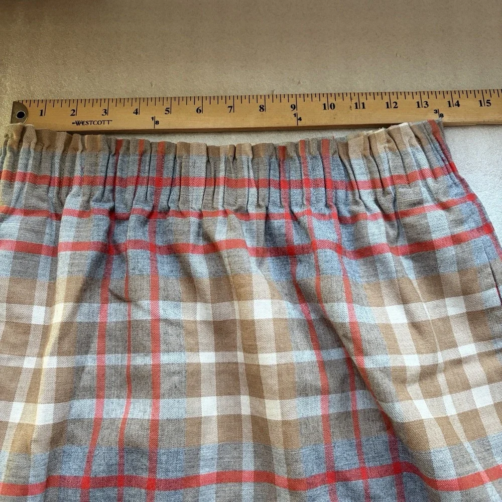 J Crew Plaid Mini Skirt Women 4 Brown Red Tan Wool Blend Tartan Plaid Pull On